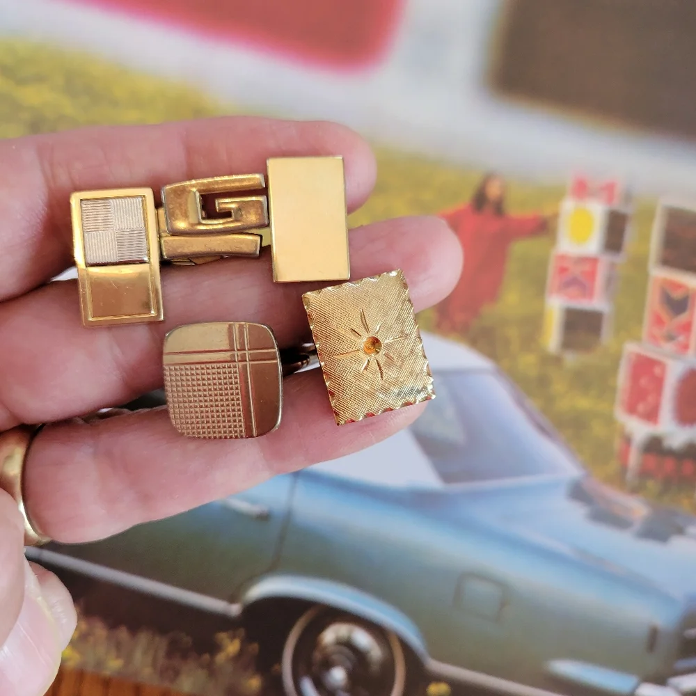Vintage Cuff Links ~ 5 Different ~ MCM ~ Crafting ~ Re-purpose ~ Retro!